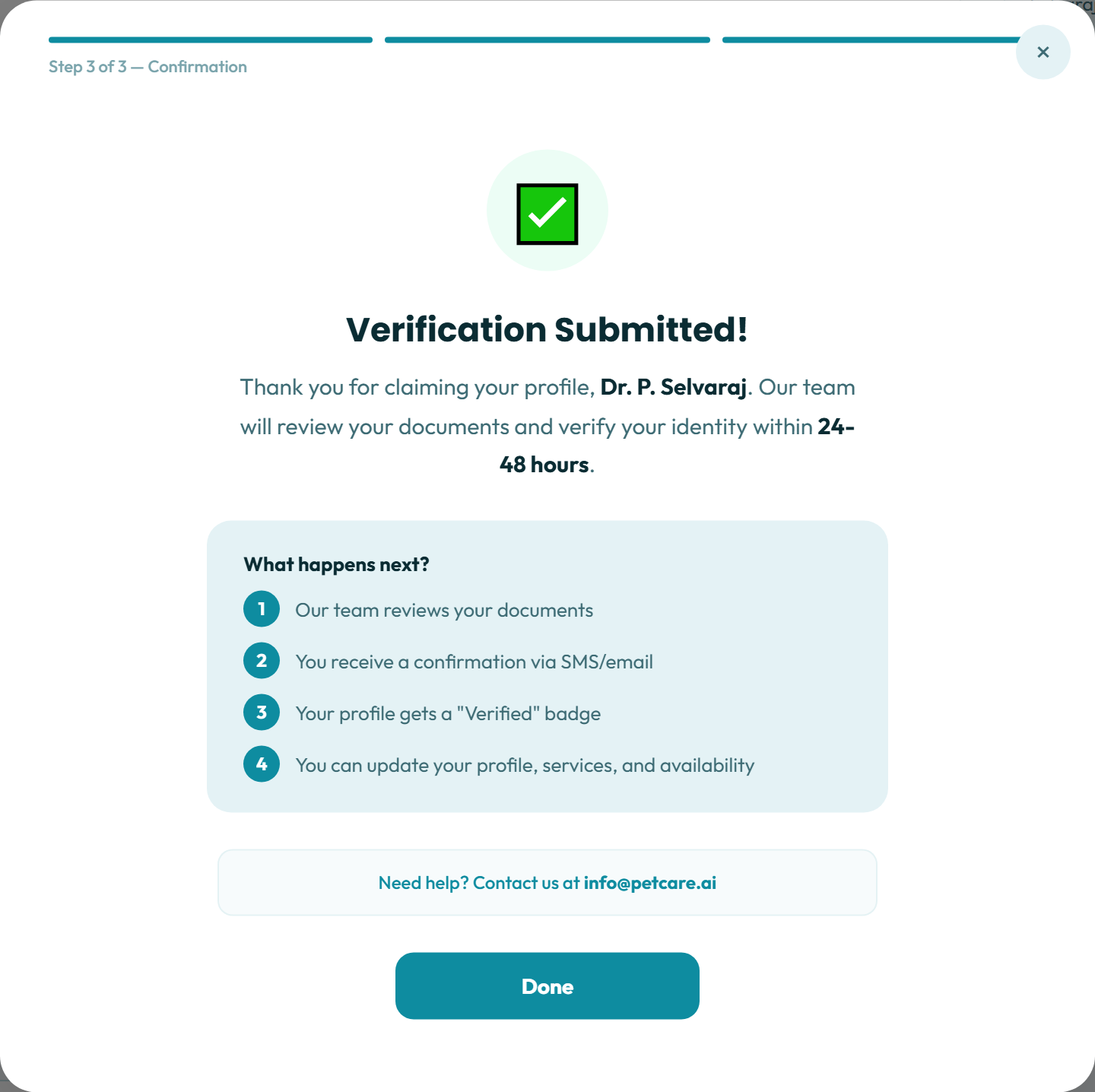 Claim Your Practice Profile — Claim submitted