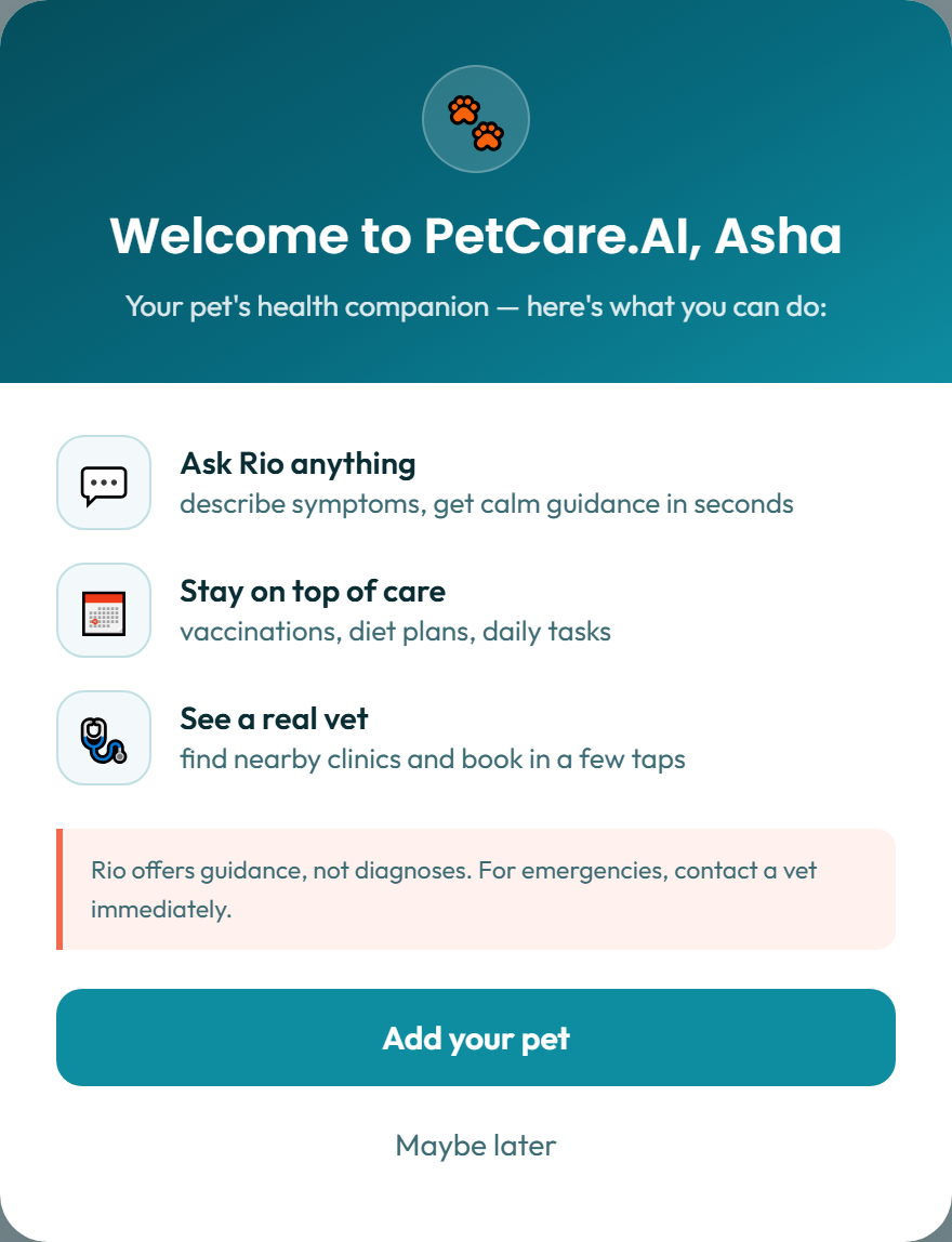 Getting Started with PetCare.AI — You’re in — welcome to PetCare.AI
