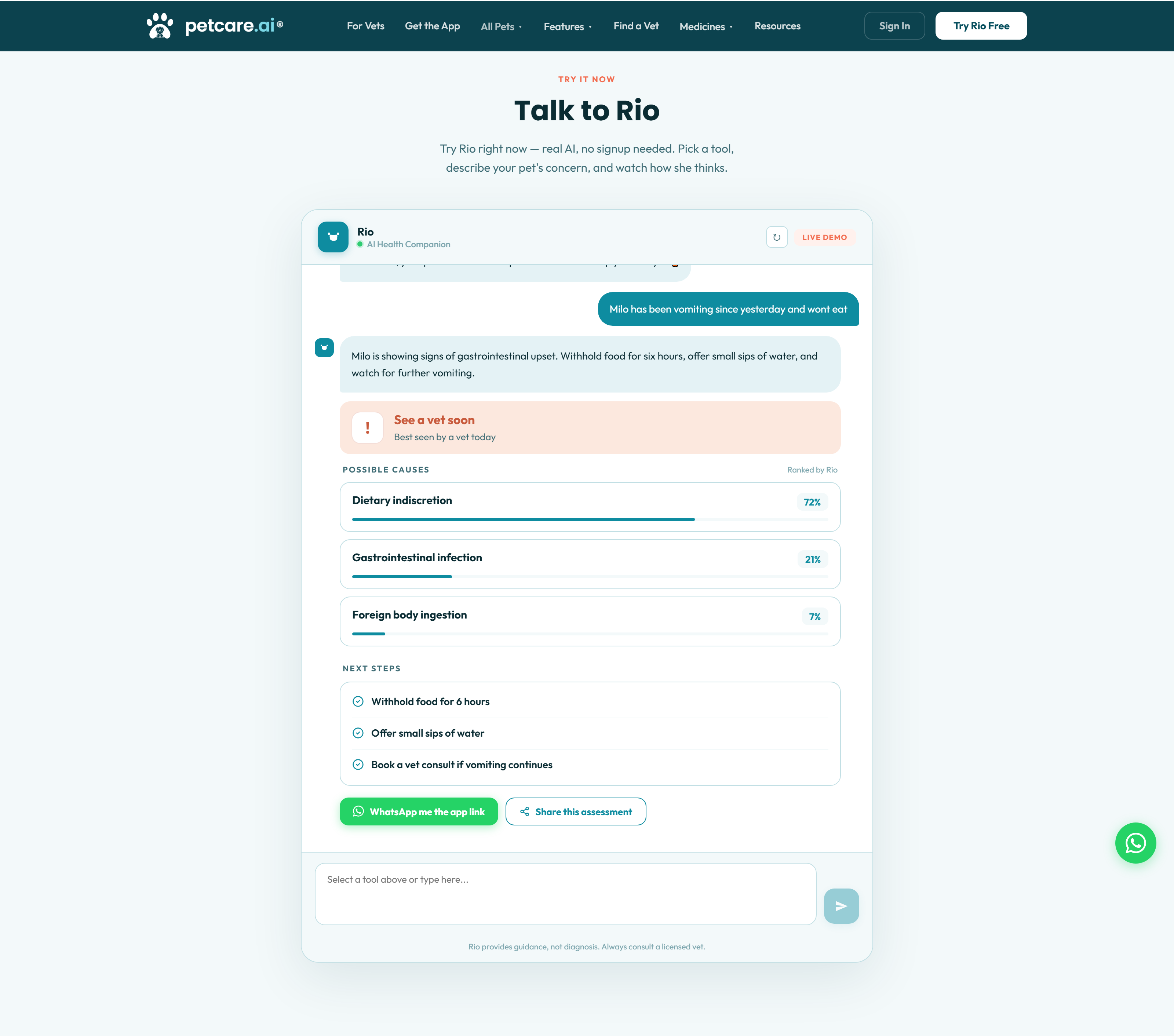 Getting Started with PetCare.AI — Ask Rio anything