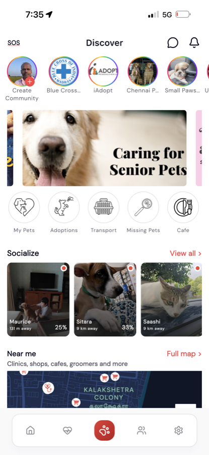 PetON App Discover screen