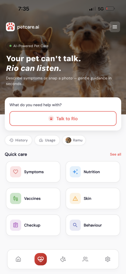 PetON App Rio AI screen