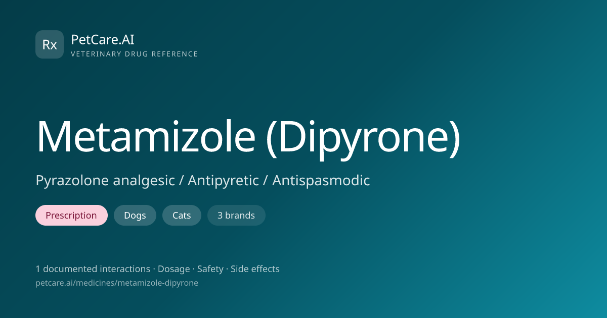 Metamizole (Dipyrone) for Pets — Dosage, Safety & Interactions | PetCare.AI